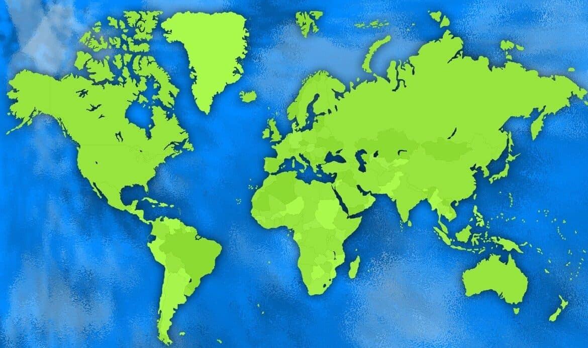 A green map of the planet earth