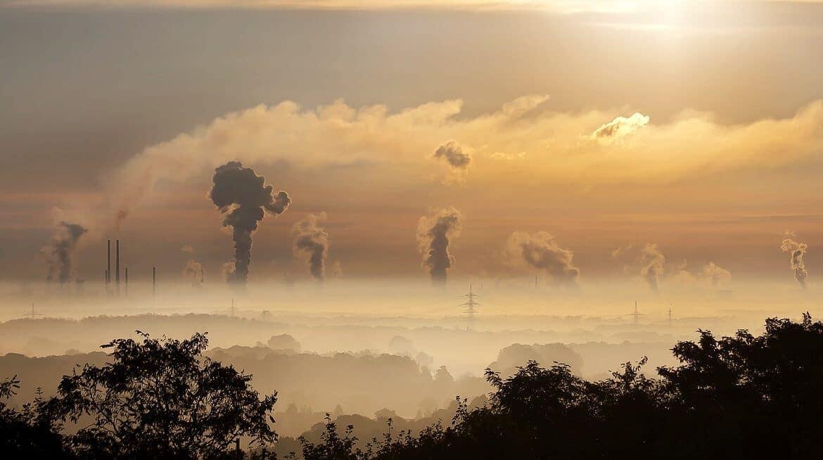 Factories emitting pollution
