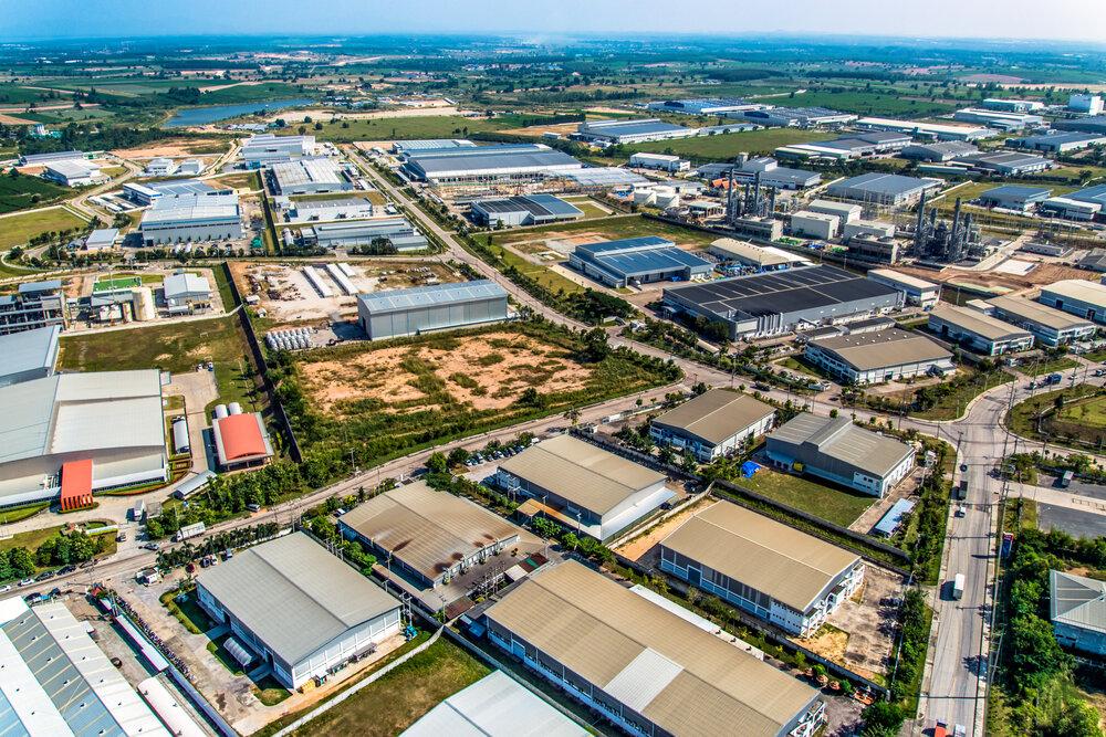 An ariel view of an industrial estate