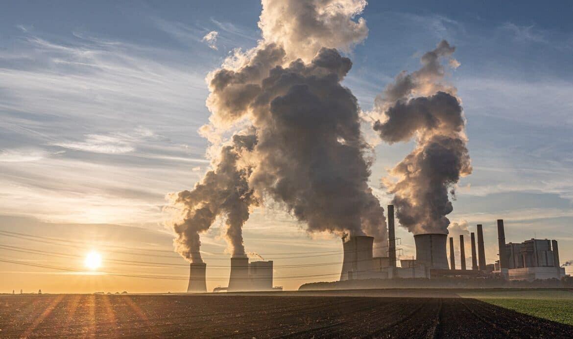 A power plant emitting greenhouse gases