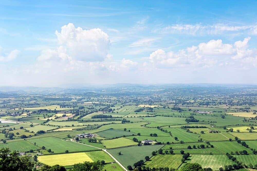 Patchwork of fields in the English countryside