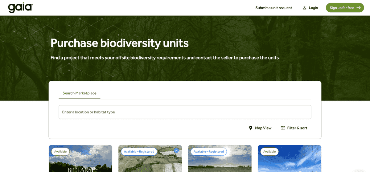 The Gaia BNG Marketplace UI