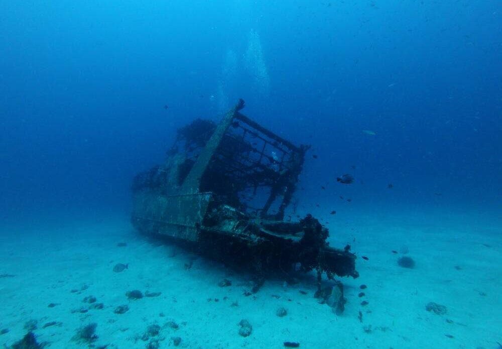 A shipwreck on the ocean floor