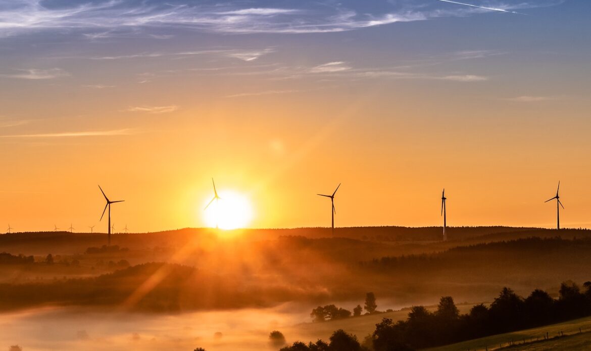 A windfarm at sunrise