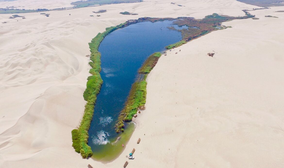 A lake in a desert