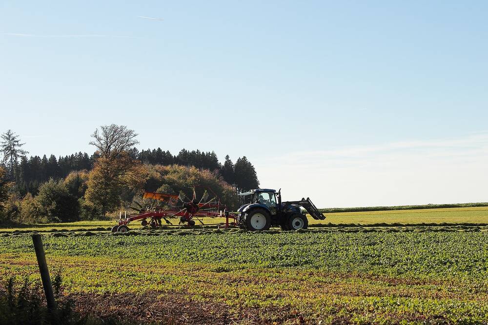 A tractor in a field