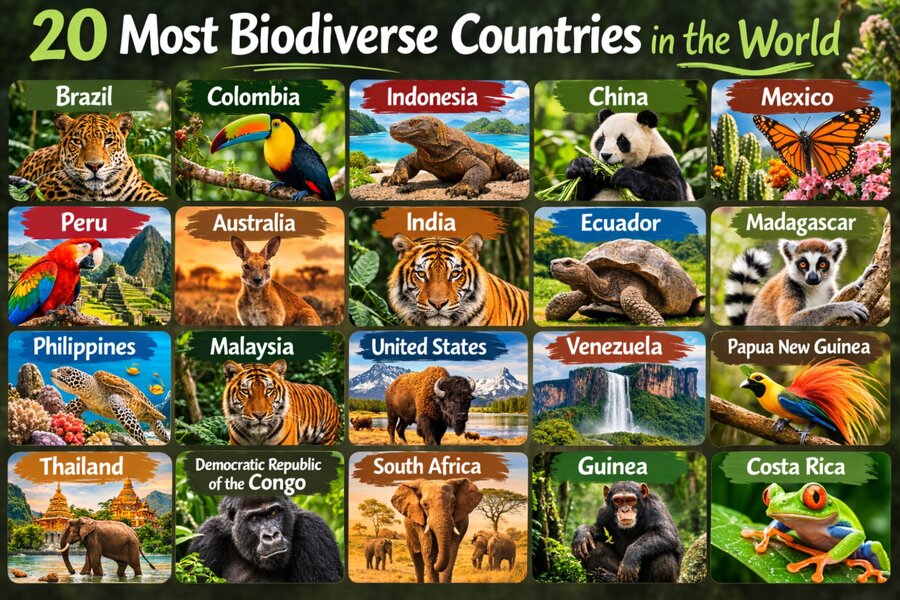 Many animals from different countries
