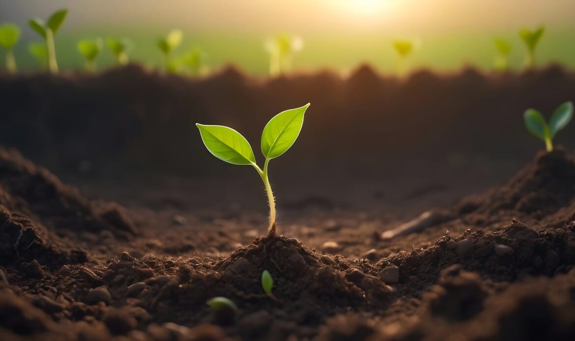 A plant growing in the soil