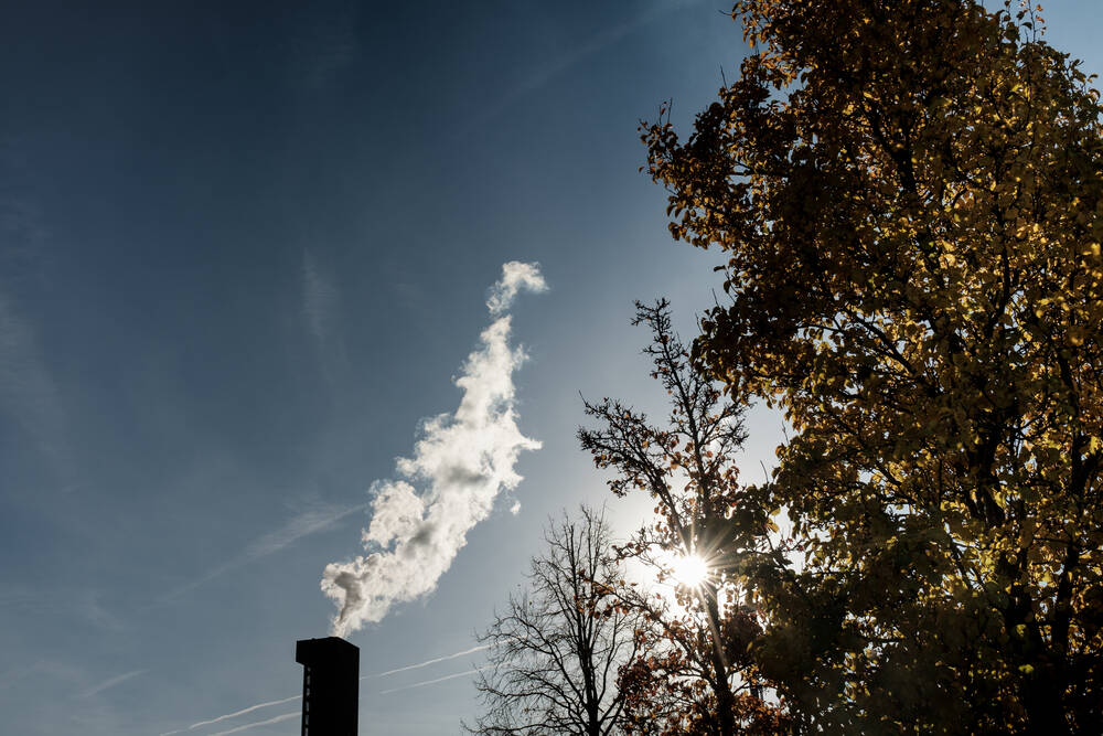 Smoke coming from a factory chimney