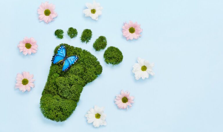 A footprint made of grass