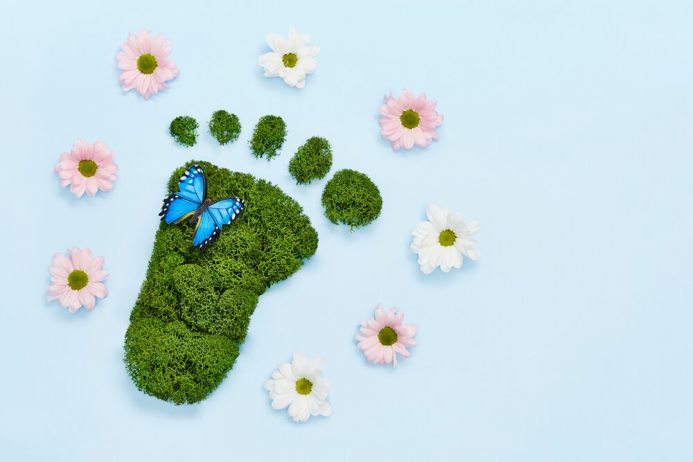 A footprint made of grass