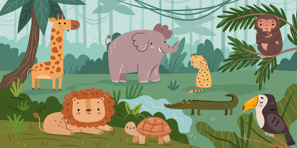 Serveral cartoon animals
