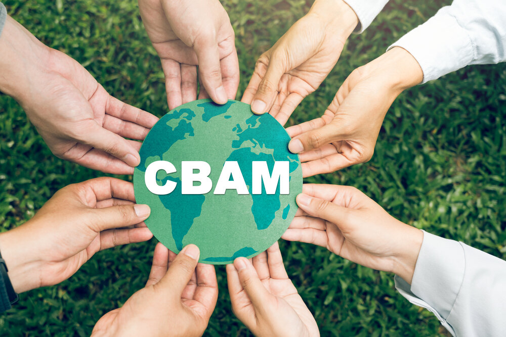 The word CBAM on a globe