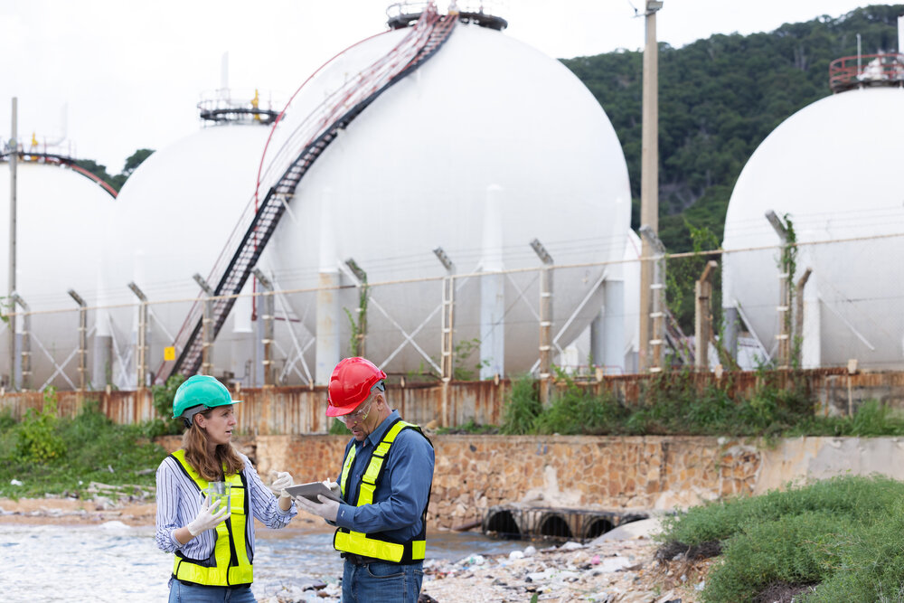 Two people carrying out an ecological assessment
