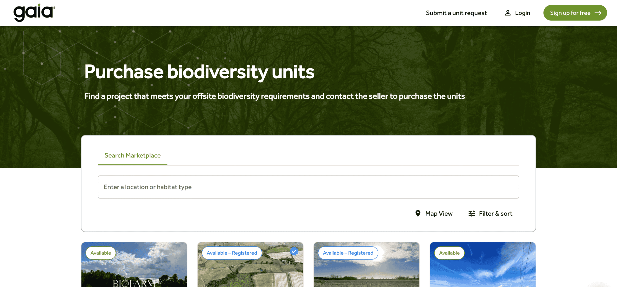 The Gaia BNG Marketplace UI
