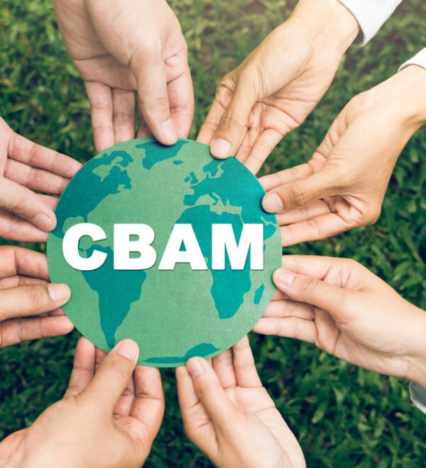 The word CBAM on a globe