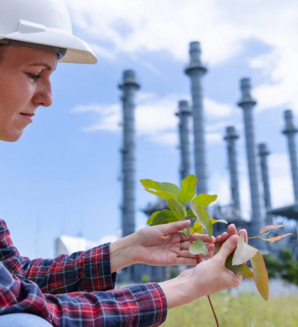 Female Engineer Inspects Tree for Carbon Offset Project