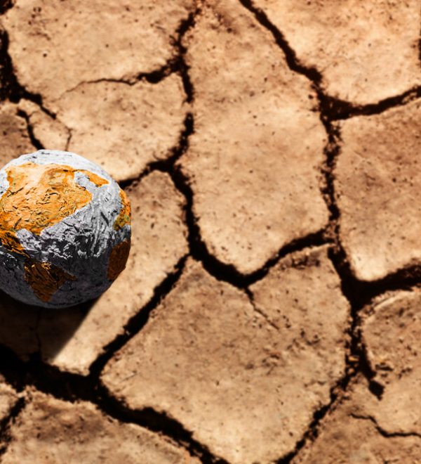 A globe on dry earth