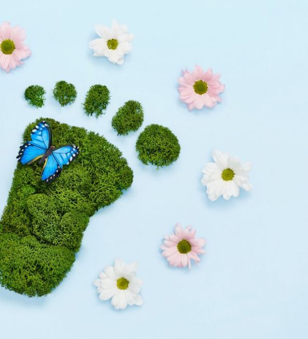 A footprint made of grass
